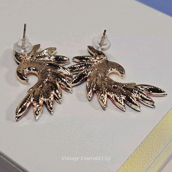 Color-block Rhinestone Stud Earrings Woman's Fashion Chic Drops Angel Wings   B2 - Picture 5 of 6